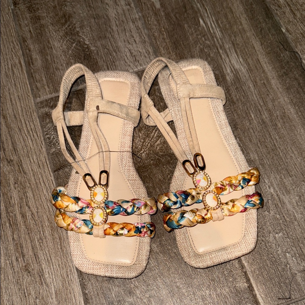 Elegant Beige and Multicolor Women's Sandals